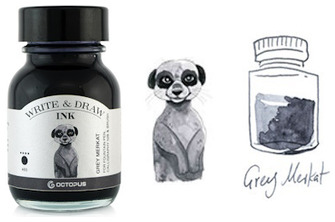 Bouteille d'encre Octopus Fluids, série Write & Draw Ink Encre grise (Merkat) - 50ml