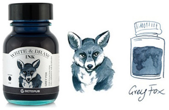 Bouteille d'encre Octopus Fluids, série Write & Draw Ink Encre grise (Fox) - 50ml