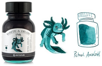 Bouteille d'encre Octopus Fluids, série Write & Draw Ink Encre pétrole (Axolotl) - 50ml