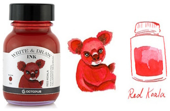 Bouteille d'encre Octopus Fluids, série Write & Draw Ink Encre rouge (Koala) - 50ml