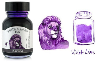 Bouteille d'encre Octopus Fluids, série Write & Draw Ink Encre violette (Lion) - 50ml
