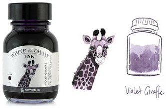 Bouteille d'encre Octopus Fluids, série Write & Draw Ink Encre violette (Giraffe) - 50ml