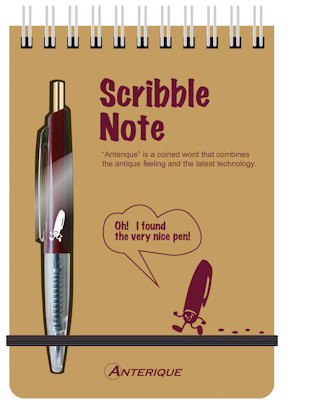 Ensemble stylo bille & bloc notes Anterique, série Scribble Note Rouge