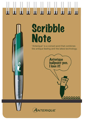 Ensemble stylo bille & bloc notes Anterique, série Scribble Note Vert
