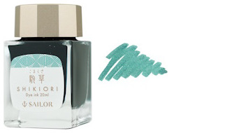 Bouteille d'encre Sailor, série Shikiori Sansui Encre Verte (Komakusa) - 20ml