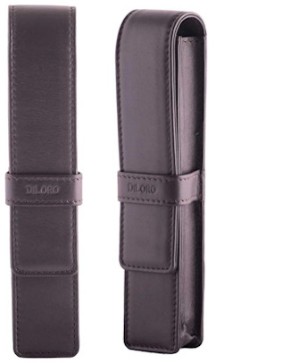 Étui pour stylo DiLoro, série Leather Pen Holder (Single) Brun foncé  