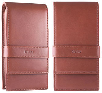 DiLoro Pen pouch, Leather Pen Holder (Quadruple) series Bugatti tan
