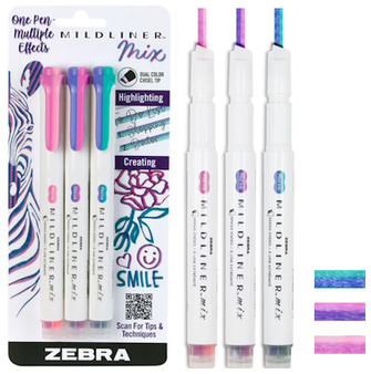 Surligneurs Zebra, série Mildliner Mix (Paquet de 3: Couleurs froides)