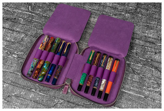 Étui pour stylo Galen Leather Co., série Leather Zippered 10 Slots Mauve
