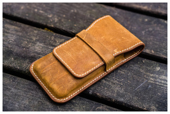 Étui pour stylo Galen Leather Co., série Leather Flap Pen Case (3) Brun Crazy Horse