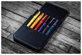 Étui pour stylo Galen Leather Co., série Leather Magnum Opus 6 Slots Noir