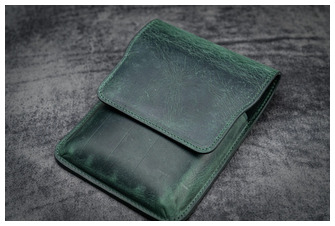 Étui pour stylo Galen Leather Co., série Leather Flap Pen Case (5) Vert forêt Crazy Horse