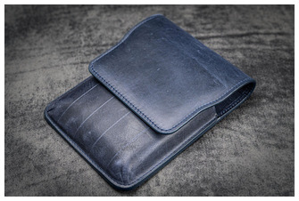 Étui pour stylo Galen Leather Co., série Leather Flap Pen Case (5) Bleu marine Crazy Horse 