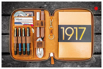 Étui Galen Leather Co., série Leather Zippered A5 Notebook Folio Brun Crazy Horse