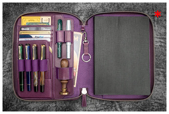 Étui Galen Leather Co., série Leather Zippered A5 Notebook Folio Mauve