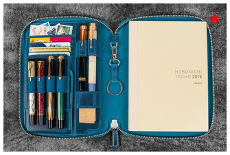 Étui Galen Leather Co., série Leather Zippered A5 Notebook Folio Bleu Océan Crazy Horse