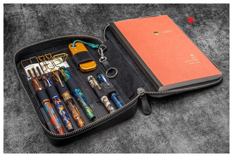 Étui Galen Leather Co., série Expansi-Folio Leather Wide A5 Zip Noir 