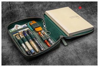 Étui Galen Leather Co., série Expansi-Folio Leather Wide A5 Zip Vert forêt Crazy Horse 