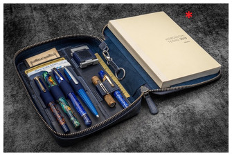 Étui Galen Leather Co., série Expansi-Folio Leather Wide A5 Zip Bleu marine Crazy Horse 