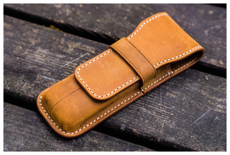 Étui pour stylo Galen Leather Co., série Leather Flap Pen Case (2) Brun Crazy Horse