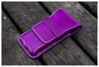 Étui pour stylo Galen Leather Co., série Leather Flap Pen Case (3) Mauve