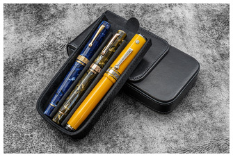 Étui pour stylo Galen Leather Co., série Leather Magnum Opus 3 Slots Noir