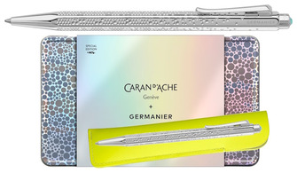 Ensemble stylo bille & étui Caran d'Ache, série Ecridor Germanier Les Fulgureuses SE Platine