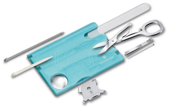 Carte multifonction Victorinox, série Swiss Card Nailcare Bleu glacier translucide