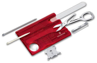 Carte multifonction Victorinox, série Swiss Card Nailcare Rouge translucide