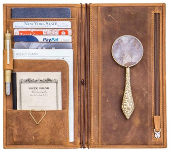 Galen Leather Co. Pouch, Leather Wallet Insert for Traveler's Notebook - Regular Size series Crazy Horse Brown