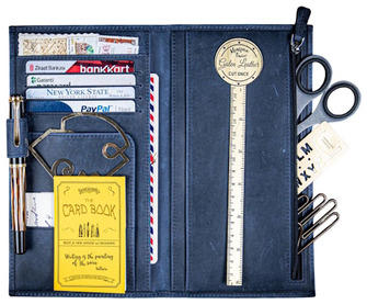 Galen Leather Co. Pouch, Leather Wallet Insert for Traveler's Notebook - Regular Size series Crazy Horse Navy Blue