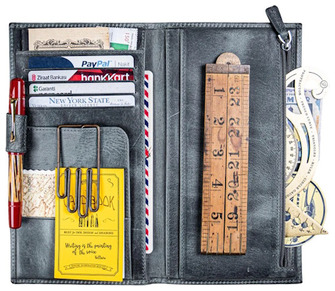 Galen Leather Co. Pouch, Leather Wallet Insert for Traveler's Notebook - Regular Size series Crazy Horse Smoky