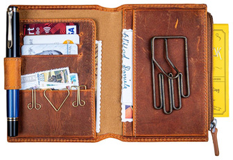 Galen Leather Co. Pouch, Leather Wallet Insert for Traveler's Notebook - Passport Size series Crazy Horse Brown