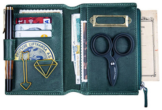 Galen Leather Co. Pouch, Leather Wallet Insert for Traveler's Notebook - Passport Size series Crazy Horse Forest Green