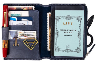 Galen Leather Co. Pouch, Leather Wallet Insert for Traveler's Notebook - Passport Size series Crazy Horse Navy Blue