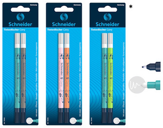 Schneider Eraser/rewrite pen, Corry series Royal blue ink (Pack of 2, random colors*)