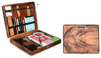 Galen Leather Co. Coffret, The Writing Box series Walnut wood