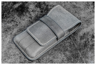 Galen Leather Co. Pen pouch, Leather Flap Pen Case (3) series Crazy Horse Smoky 