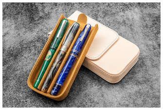 Galen Leather Co. Pen pouch, Leather Magnum Opus 3 Slots series Undyed  