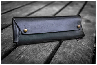 Galen Leather Co. Pouch, The Student Leather Pencil Case series Black