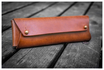 Galen Leather Co. Pouch, The Student Leather Pencil Case series Brown