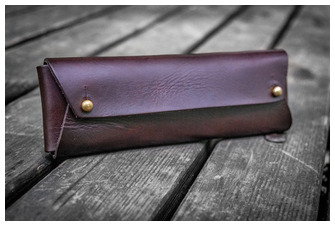 Galen Leather Co. Pouch, The Student Leather Pencil Case series Dark Brown 