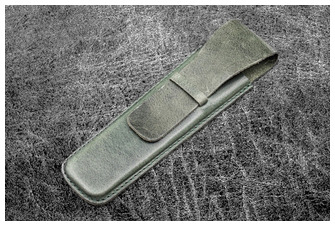 Galen Leather Co. Pen pouch, Vintage Slim Leather Single Pen Sleeve series Crazy Horse Forest Green