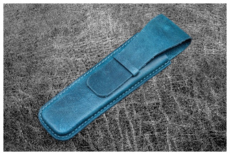 Galen Leather Co. Pen pouch, Vintage Slim Leather Single Pen Sleeve series Crazy Horse Ocean Blue  