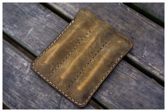 Galen Leather Co. Pen pouch, Leather Triple Pen Case series Crazy Horse Brown