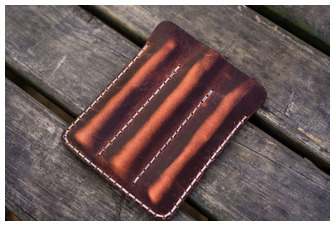 Galen Leather Co. Pen pouch, Leather Triple Pen Case series Crazy Horse Orange