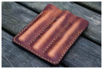Galen Leather Co. Pen pouch, Leather Triple Pen Case series Crazy Horse Tan