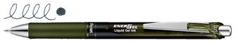 Pentel Retractable Gel pen, EnerGel series Olive-Black Ink (Metal tip)