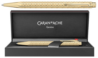 Caran d'Ache Ballpoint pen, Ecridor Damier series Yellow gold