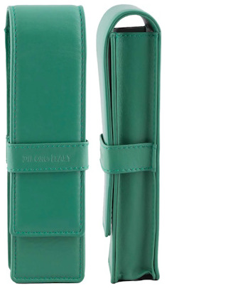 DiLoro Pen pouch, Leather Pen Holder (Double) series Light green